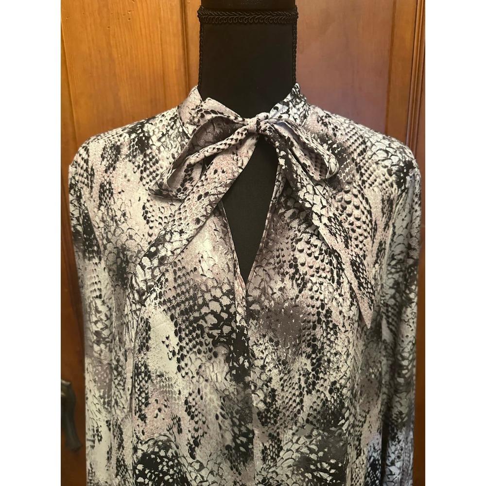 Nine West Black and White Snakeskin Print Blouse - Picture 3 of 14